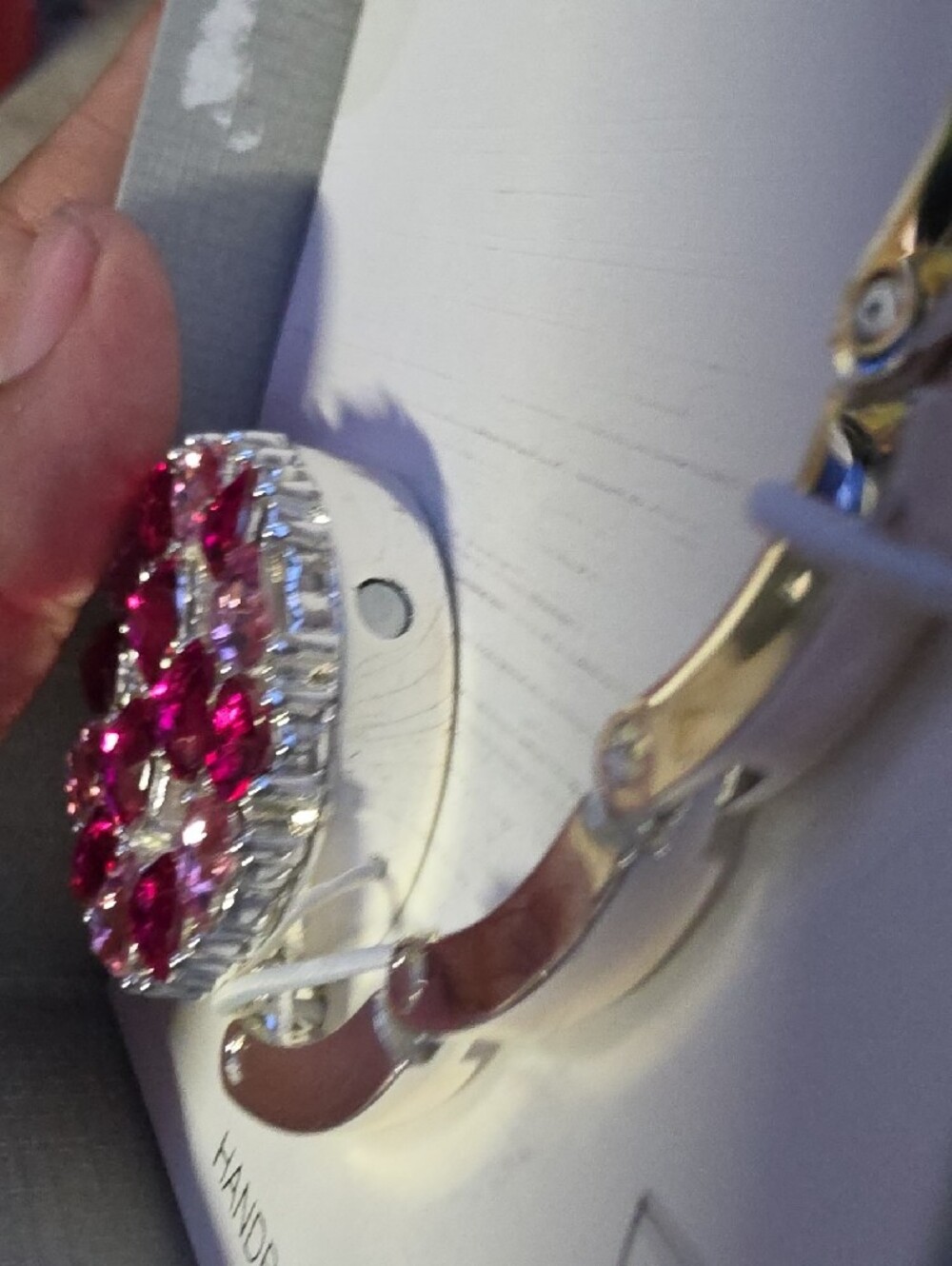 Liz Claiborne Red and Pink Crystal Handbag Hook - Picture 5 of 9